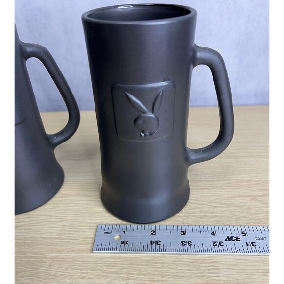 Playboy Mug Stein Embossed Pewter Frost Heavy Glass Clear Bottom Lot of 2 - Picture 7 of 8